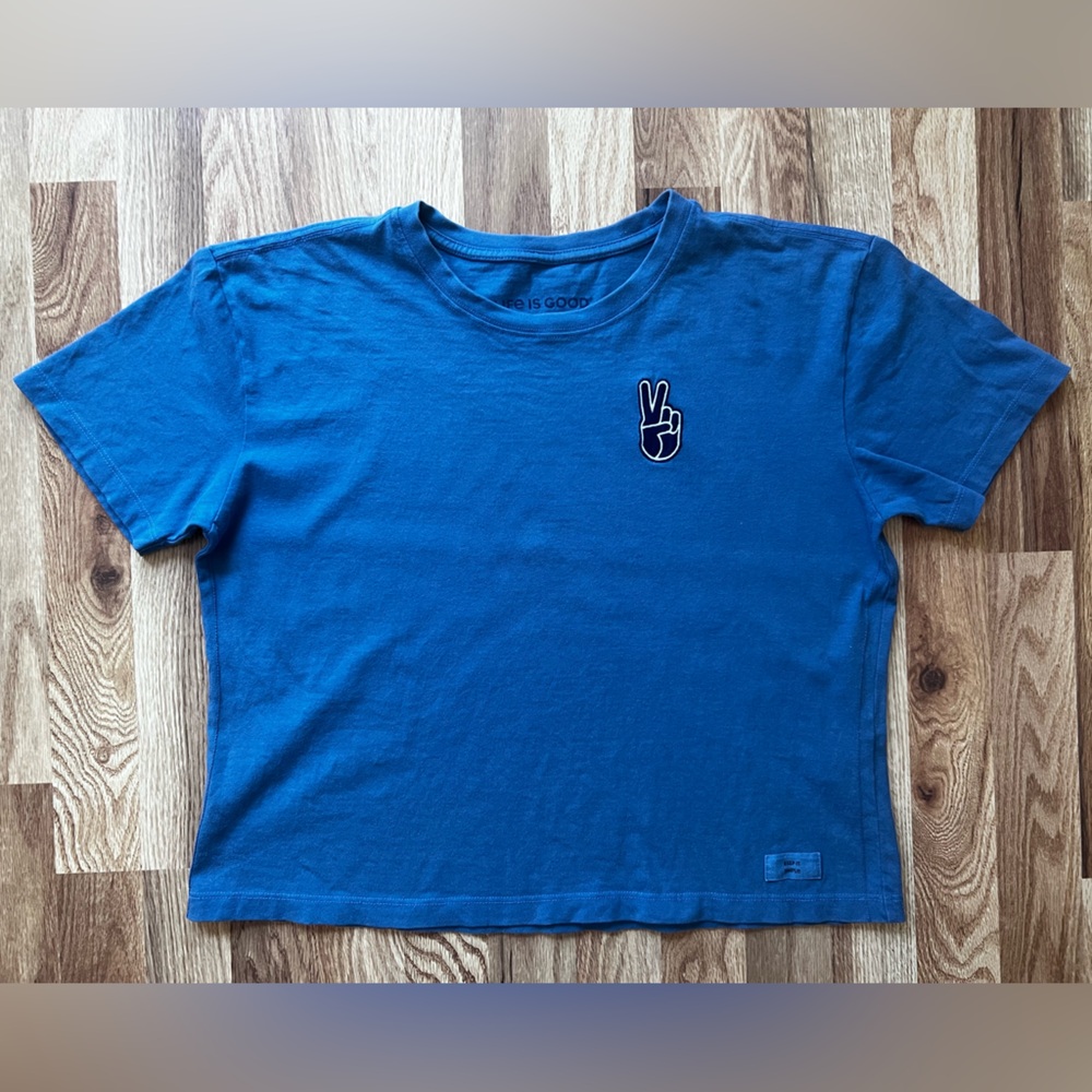 Life is Good Women’s Boxy Tee with Embroidered Peace Sign
